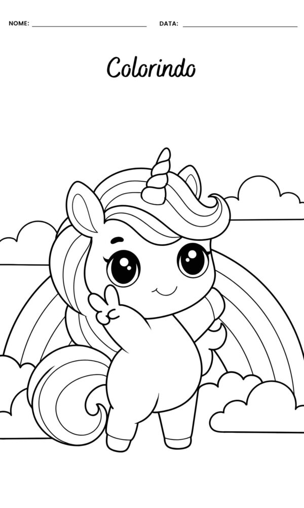 Desenho para colorir unicornio 4 600x1000