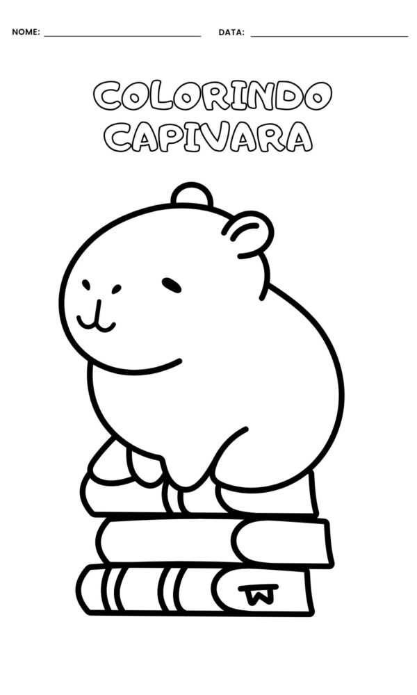 Desenho para colorir capivara 2 600x1000