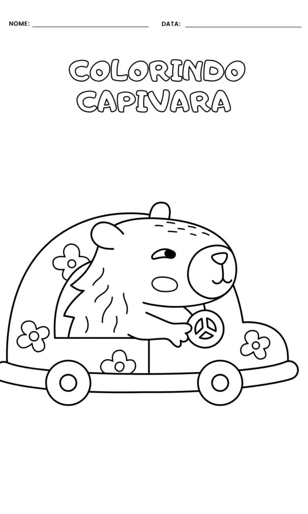 Desenho para colorir capivara 4 600x1000
