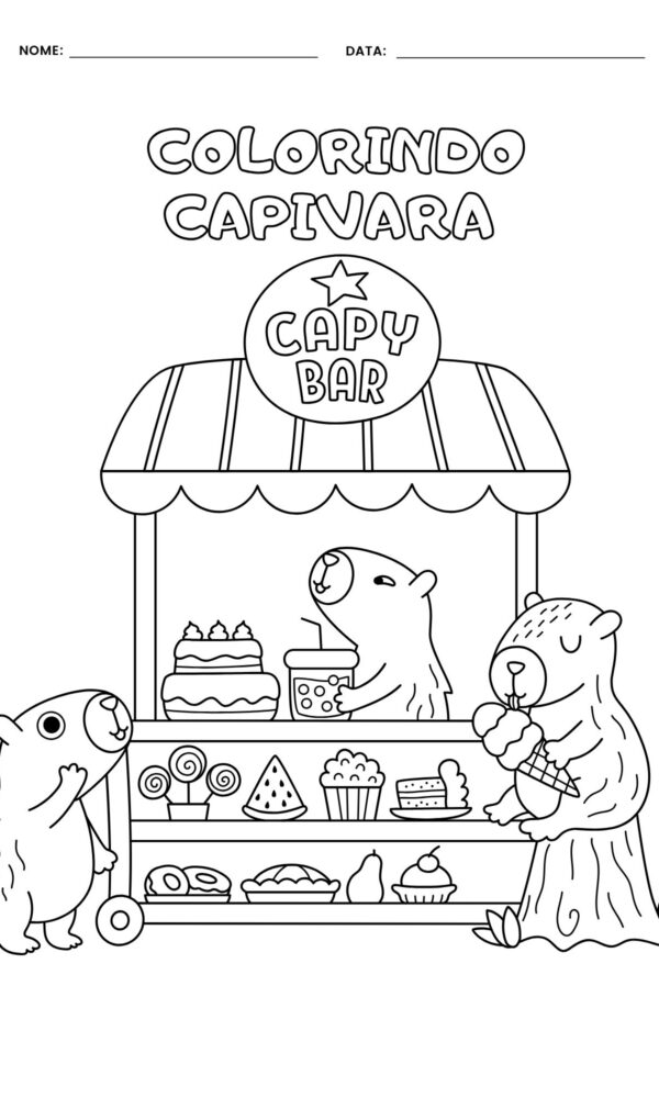 Desenho para colorir capivara 5 600x1000