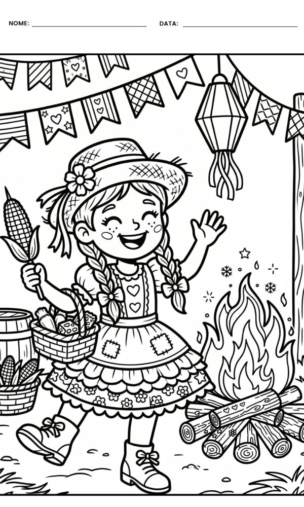 Desenho para colorir festa junina 10 600x1000
