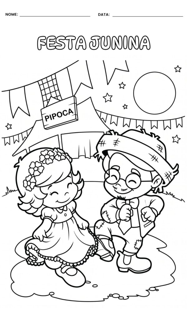 Desenho para colorir festa junina 3 600x1000
