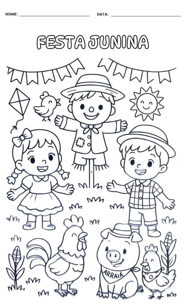 Desenho para colorir festa junina 4 600x1000